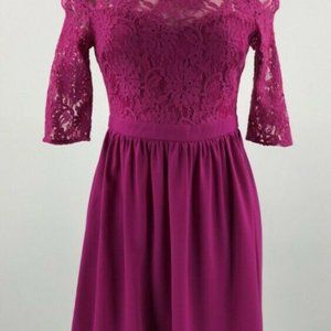 C. LUCE WOMEN'S SIZE S DRESS MAGENTA FUCHSIA PINK LACE CLASSIC ELEGANCE